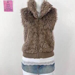 y2k arizona faux fur vest